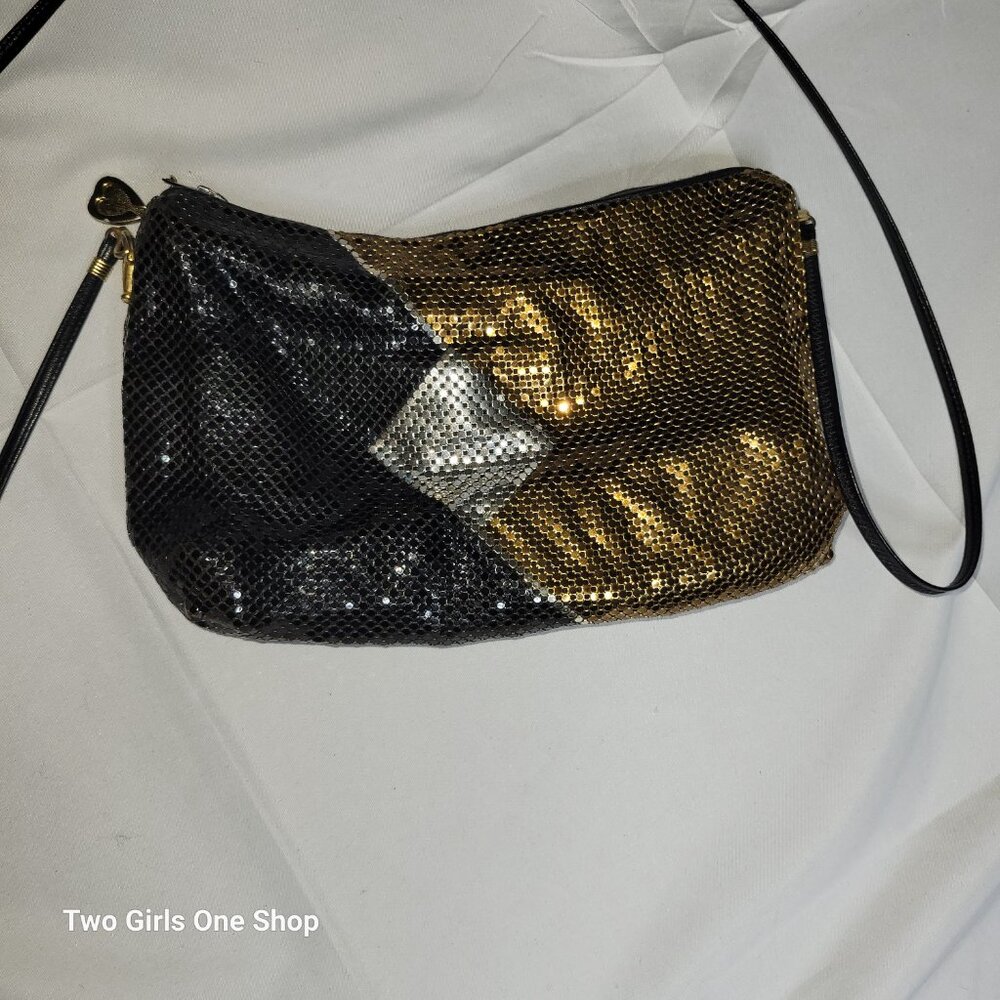 Hand Bag Black and Gold 1980s
